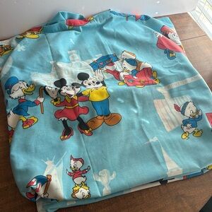 1970s Disney Pacific Muslin Bunk Twin Flat Sheet Mickey Huey Dewey Louie Cl